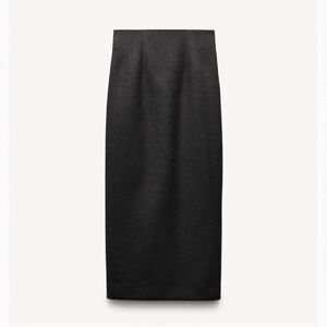 Zara Classic Gray Charcoal Mid-Length Pencil Wool Skirt S